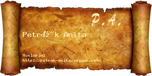 Petrák Anita névjegykártya