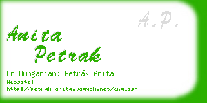 anita petrak business card